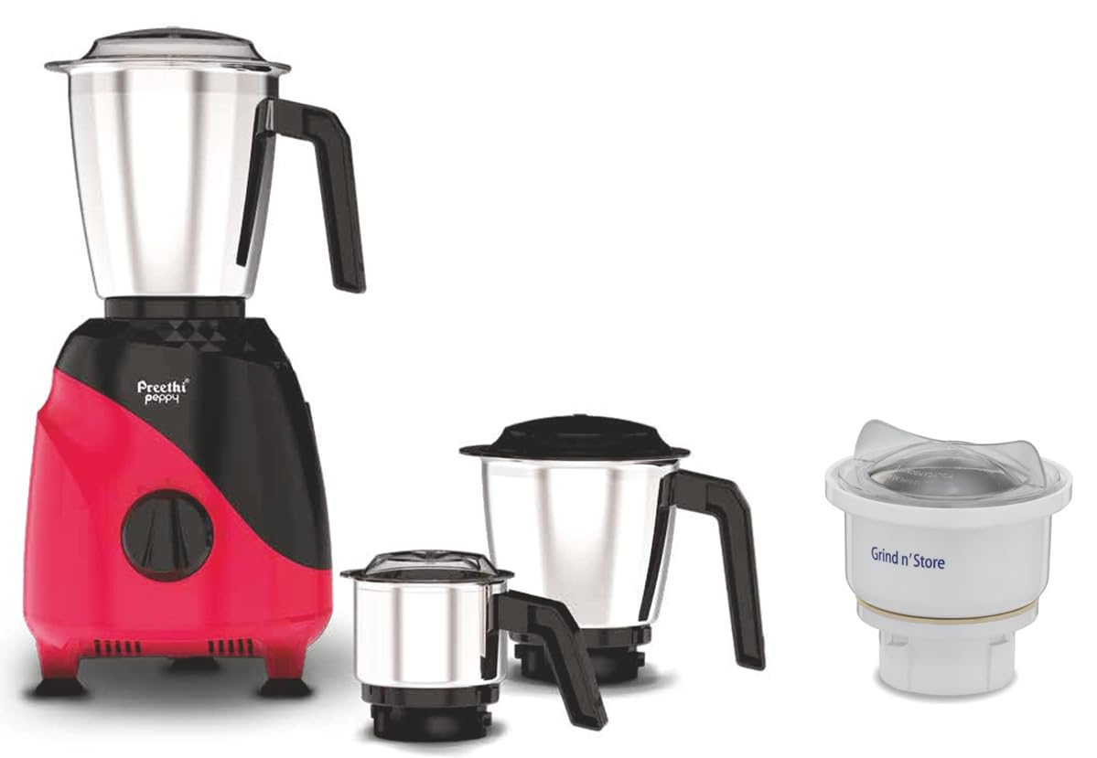Compare Preethi Peppy MG245 mixer grinder, 750 watt, Black & Red, 3