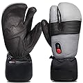 SAVIOR HEAT Heated Ski Mittens Electric Rechargeable Battery Leather Thick Gloves for Men Women Ski Snowboard Snowmobile Motorcycle