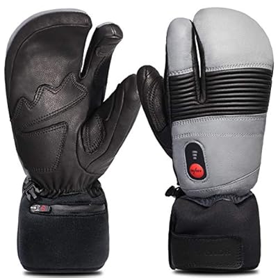 SAVIOR HEAT Heated Ski Mittens Electric Rechargeable Battery Leather Thick Gloves for Men Women Ski Snowboard Snowmobile Motorcycle