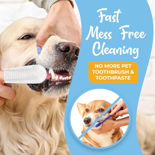 VetWipe Toalhetes de dedo para limpeza de dentes para cães - Kit de escova de dentes e escovação den
