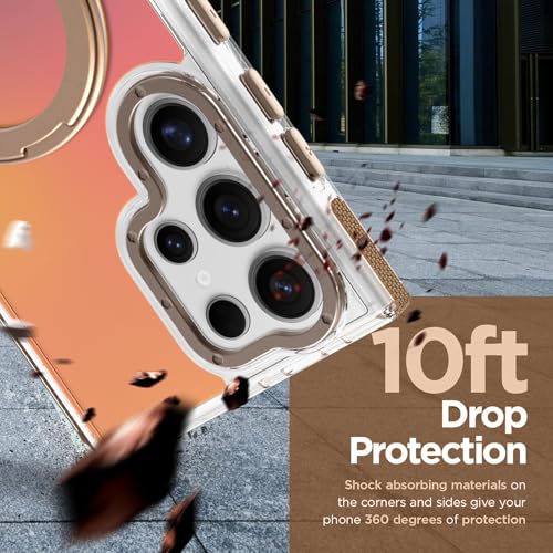 Image of Magnetic for Samsung Galaxy S23 Ultra Case with 360 Stand [Compatible with Magsafe] [Fluorescent Design] [1 Screen Protector] Slim Translucent Matte Case for Galaxy S23 Ultra 6.8 inch, Desert
