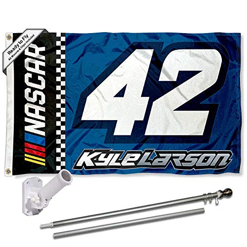 Kyle Larson Flag Pole avec support anti-torsion pour fixation extérieure durable