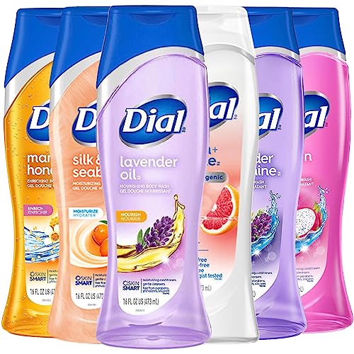Dial Body Wash Variety Set, Includes Lavender Oil, Clean And Gentle Grapefruit, Lavender Jasmine, Dragon Fruit, Silk Orchid, Silk Seaberry, 16 Fl Ounces Each #TOP5