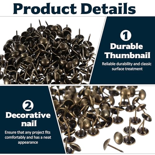 Tenbrachian 580 Stk Polsternägel, Polster Reißzwecken, Ziernägel, Vintage Reisszwecken, antik Möbel Nägel, Dekorative Reißnägel, Bronze Heftzwecken Nägel, Dekornagel für Möbel Sessel Sofa Bett(Bronze)