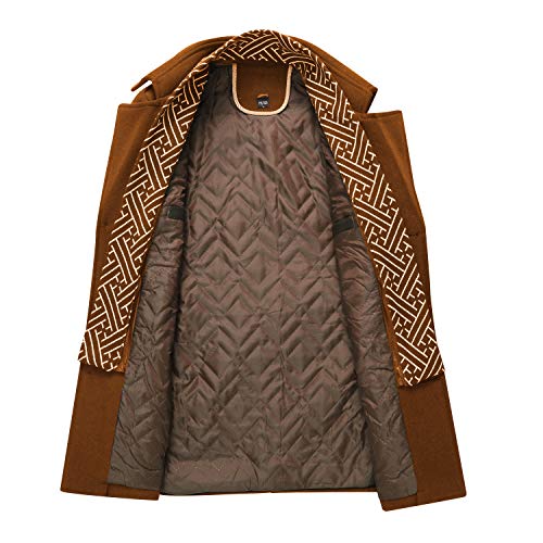 Image of INVACHI Men's Wool Blend Coat Warm Winter Trench Coat with Detachable Soft Scarf Single Breasted Pea Coat