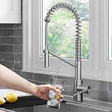 KRAUS Oletto 2-in-1 Commercial Style Pull-Down Single Handle Water Filter Kitchen Faucet in Spot-Free Stainless Steel with Purita 2-Stage Under-Sink Filtration System
