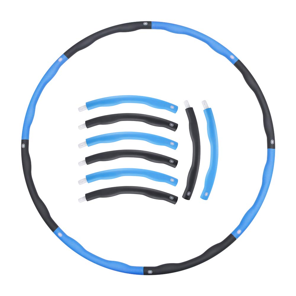 PopHMN Hula Fitness Hoop, 8 Section Collapsible & Adjustable Weighted Fitness Exercise Hoola Hoop for Teenager and Adults Exercise, Dance & Fitness