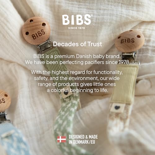 Bibs Pacifier Clip. Catenella Per Succhietto. Cotone 100% Biologico. Disegnato In Danimarca. Cotone 100% Biologico, Misura Unica, Pale Butter/Ivory - 6