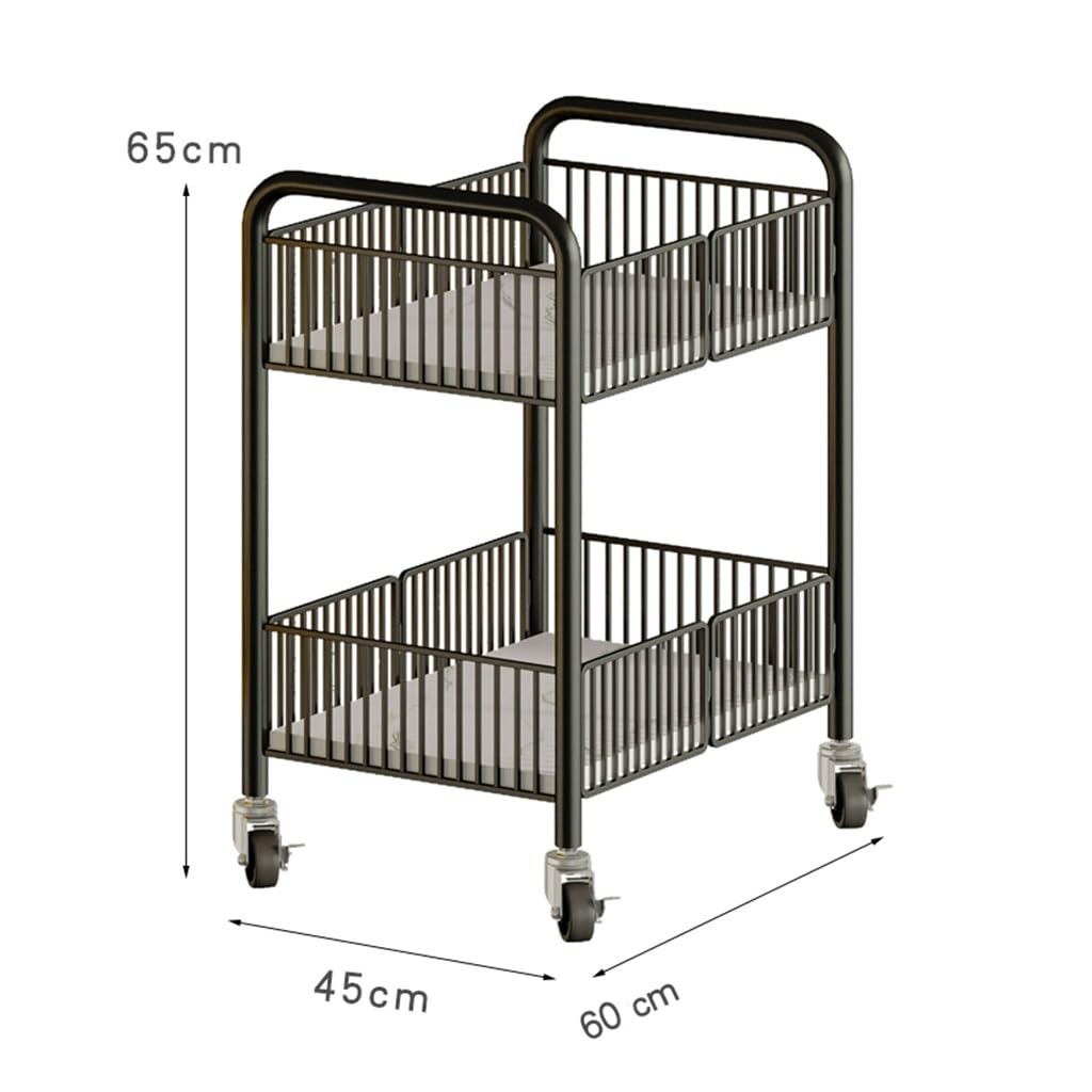 Carrello di Servizio Mobile a 2 Livelli, Pieghevole, con Ruote, Moderno mobiletto da Cucina per Sala da Pranzo, Carrello da Bar in Metallo (Colore: Oro)