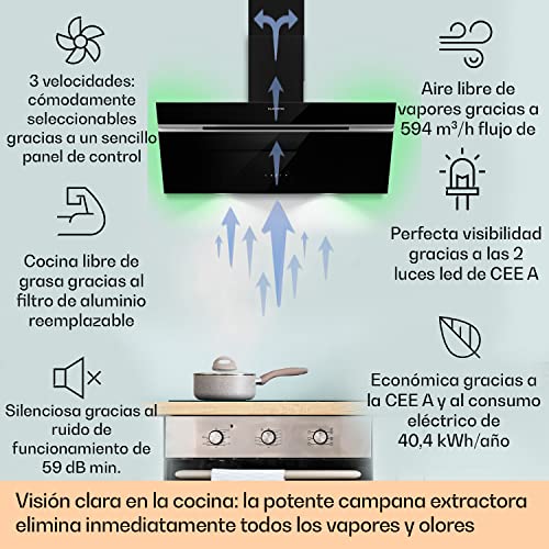 Klarstein-Alina-Campana-Extractora-90-cm-Extractor-Cocina-de-Pared-Filtro-de-Carbono-Eficiencia-Clase-A-Potencia-594mh-RGB-y-Luces-LED-Campanas-Extractoras-Potentes-para-Cocinas-Extractores