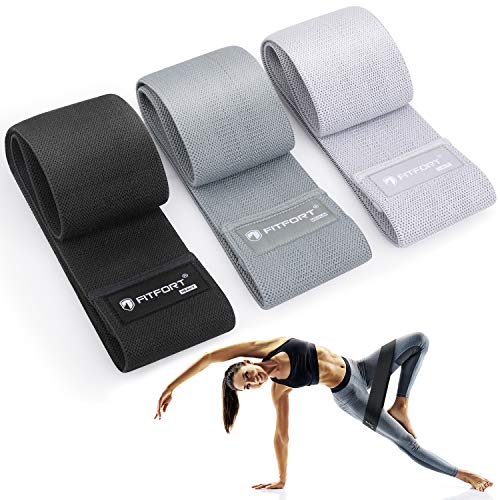 Fitfort Bandes de résistance [Lot de 3] Loop Band Resistance Hip Band 3 niveaux de résistance pour hanches, fesses et entraînement complet du corps, Noir