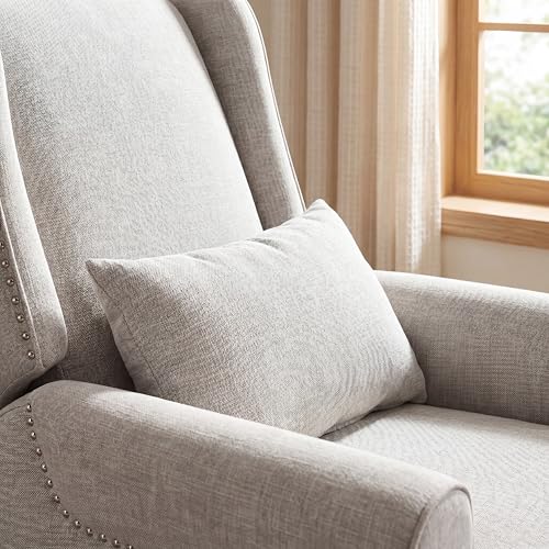 Image of Swivel Rocking Recliner Chair, Manual Lazy Boy Recliner with Footrest & Lumbar Pillow, Upholstered Glider Rocking Chair for Adults Relax, Living Room, Bedroom, Napping, Light Gray