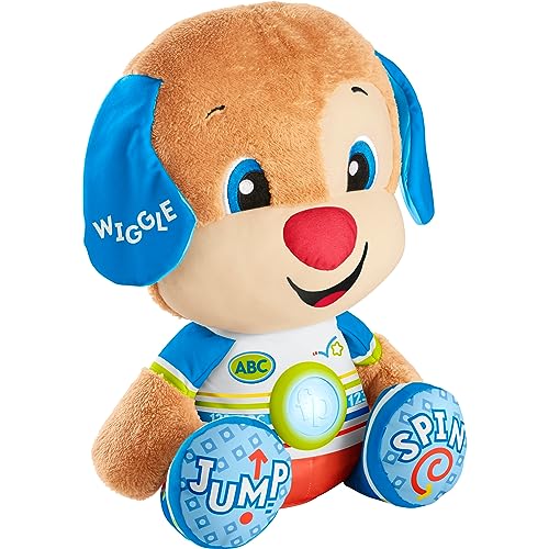 Fisher-Price HCJ15 - Lernspaß Riesen Hündchen, großes musikalisches Plüschtier mit Lerninhalten für Kleinkinder und Kinder, Babyspielzeug ab 18 Monaten – deutschsprachig