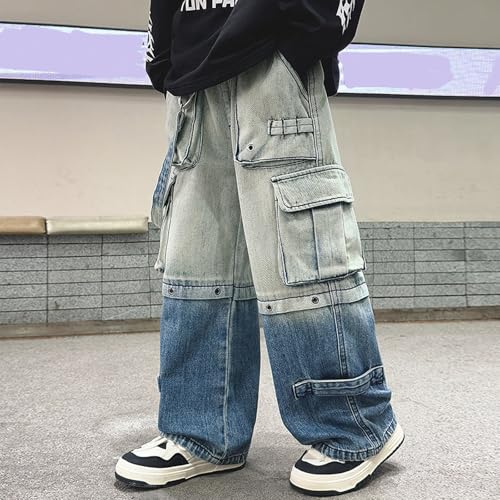 Boys Baggy Jeans Kids Casual Straight Leg Loose Fit Denim Pants with Pockets2