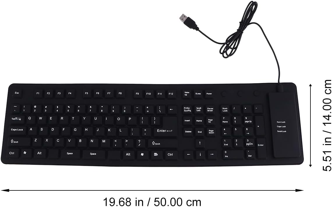 SOLUSTRE Ultra-Thin Wired Silicone Keyboard 109 Keys Foldable Rollable Portable Full Size Wired Silent Keyboard for Travel Office Use
