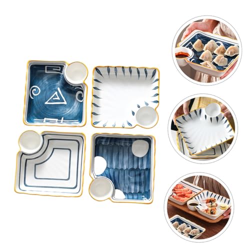 Set de 4 Platos Sushi Cerámica Cuadrados Irregulares miniatura 6