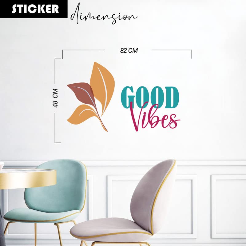 Image of Kotart - Leaf and Good Vibes Prited PVC Vinyl Wall Stickers /Decals for Home Office Kids Room Living Room Bedroom and Studio Wall