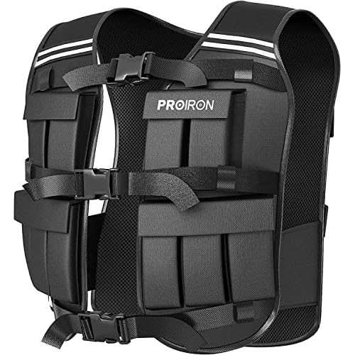 PROIRON Adjustable Weighted Vest 22LB/44LB,1.1LB/2.2LB Increment,Fully Adjustable Weight Vest for Men Women, Body Weight Vest for Running Workout Walking Boxing Strength Training Fitness Cardio, Weight Loss,Home Gym Equipment,Black