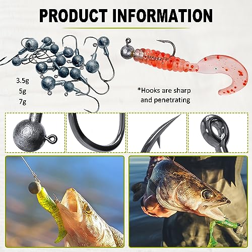 Kit de Accesorios para Cebo de Pesca FREE FISHER 306 piezas con Anzuelos, Pesos, Flotador de Caucho, Jigs, Cuentas y Giro, Caja de Equipamiento para Pescar miniatura 4