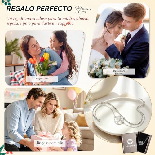 Tobilleras para mujer de plata de ley 925 ajustables para regalo especial 6