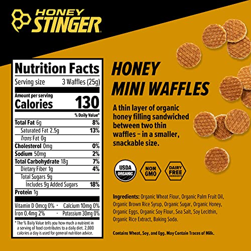 Image of Honey Stinger Organic Mini Honey Waffles, Energy Stroopwafel for Exercise, Endurance and Performance, Sports Nutrition for Home & Gym, Pre and Post Workout, 5 Bags, 26.5 Ounces