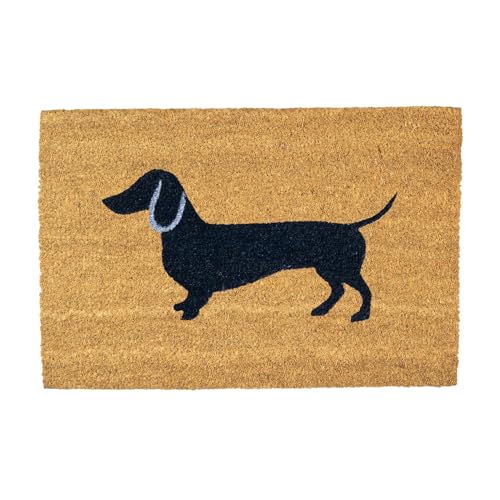Nicola Spring Coir Door Mat - 60 x 40cm - Sausage Dog - Pack of 1 - Decorative Indoor Front Door Floor Mat Entry Dirt Trapper Rug Outdoor Boot Scraper Non Slip Backing Doormat