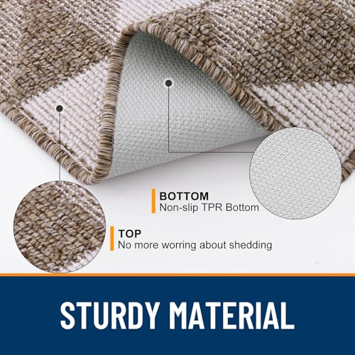 Image of OLANLY Door Mat Indoor Entrance Washable 32x20, Odor-Free Low-Profile Front Back Geometric Doormat, Absorbent Resist Dirt Entry Carpet, Easy to Clean Sturdy Inside Floor Mats for Entryway, Brown
