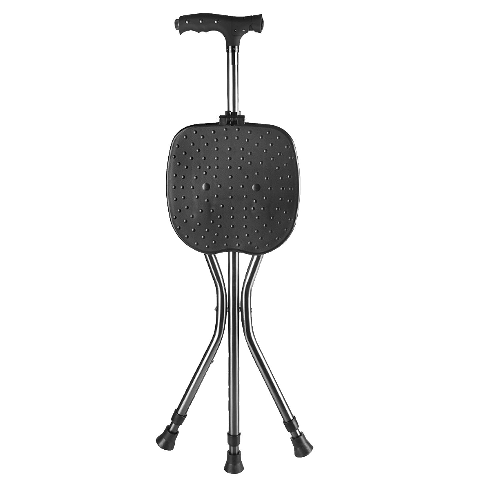 Bastón de Paseo Bastones para Mayores Silla de muleta de asiento de caña de masaje plegable con DIRIGIÓ Silla de muleta ajustable de altura, silla de aluminio antideslizante, asistencia de soporte y e