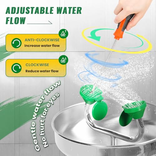 Image of Huanyu Stand Up Eye Wash Station Floor Mounted Eyewash Station Adjustable Water Flow Emergency Eye Washing Station Stainless Steel with Eye Wash Sign Factory (1207-1 Silver)