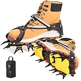 【Uso amplio】 Un crampón es un dispositivo de tracción que se fija a los zapatos para mejorar la movilidad en la nieve y el hielo al escalar en hielo. Además de la escalada en hielo, los crampones se utilizan para viajar con seguridad sobre la nieve y el hielo, como cruzar glaciares, campos de nieve y campos de hielo, escalar pendientes nevadas y escalar rocas cubiertas de hielo.