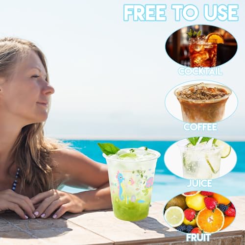 Zcptz 100 Pcs Ocean Themed Party Cups 12 Oz Sea Animals Cups Ocean Birthday Party Decorations,Starfish Shark Shell Drinking Cups Sea Disposable Cups For Ocean Animal Party Baby Shower Party Supplies thumb #6