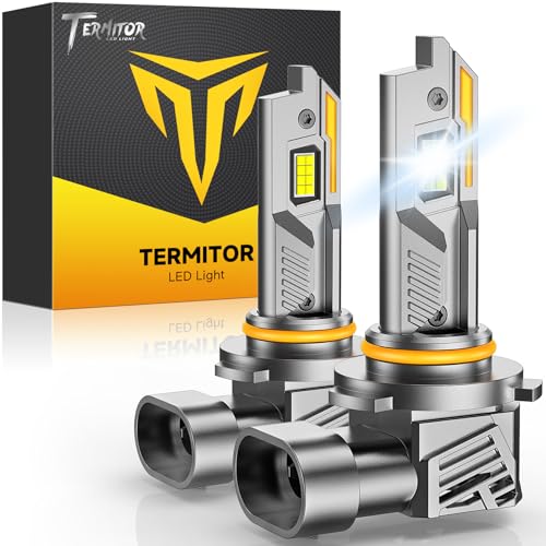Image of Termitor 9005 /HB3 Light Bulbs, 50,000LM 12X Super Brightness, 1:1 Mini Size with Cooling Fan, 6500K Cool White, IP68, Plug and Play, 95%+ Vehicle Adaptability, 9005 Special Bulbs, Pack of 2