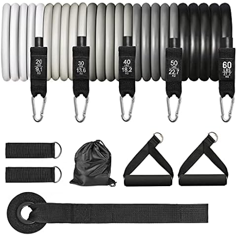 GREENTREEN Resistance Bands Set, Exercise Bands with Door Anchor, Handles, Carry Bag, Legs Ankle Straps for Resistance Training Cover