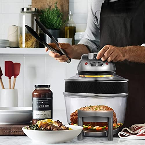 Fritteusen Lufthaushalt Visualisiert Nicht multifunktional Automatische Pommes-Frites-Maschine Sichtbares verdicktes Glas (Co(Luftfritteusen) (Grau 31 * 32 * 35 cm) Comfortable anniversary – Bild 4