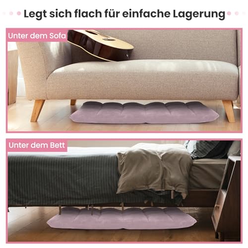 COSTWAY Bodenstuhl mit Verstellbarer Rückenlehne, Bodensessel gepolstert, Bodenkissen faltbar, Meditationsstuhl, Relaxsessel, Thaikissen für Freizeit, Meditation, Yoga (Hellrosa)