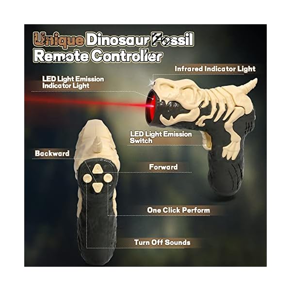 FRUSE Ferngesteuerter Dinosaurier Spielzeug,RC Spinosaurus Spielzeug mit Licht Verfolgung,SprÃ¼hnebel,LED Licht,BrÃ¼llen,Radio Dino Geschenke fÃ¼r Kinder Jungen MÃ¤dchen Alter 3 4 5 6 7 8(Rot) – Bild 4