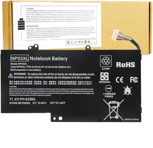 Image of NP03XL 761230-005 Battery for HP Envy X360 15-U011DX 15-U010DX 15-U110DX 15T-U100 15T-U200 15T-U300 15-U111DX 15-U483CL 15-U493CL Pavilion X360 13-A010DX 13-A012DX 13-A013CL NPO3XL (NP03XL)