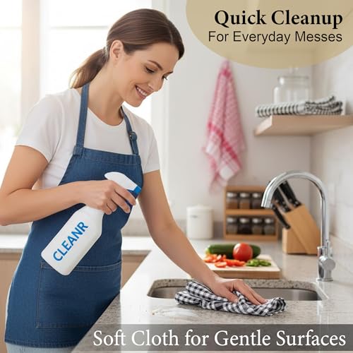 Image of GLUN Cotton Cleaning Cloths - 6 Pcs Multipurpose Kitchen Napkins 17x17 Inch, Reusable Dish Towels, Tea Towels & Table Wipes for Home & Office