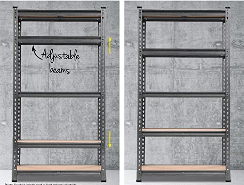 Image of NAVRANG Black 60 * 24 * 12 Inches 5 Shelves Adjustable Shelf Shelving Unit Storage Rack Utility Rack Garage Shelves Display Rack Steel Boltless Rivet Rack