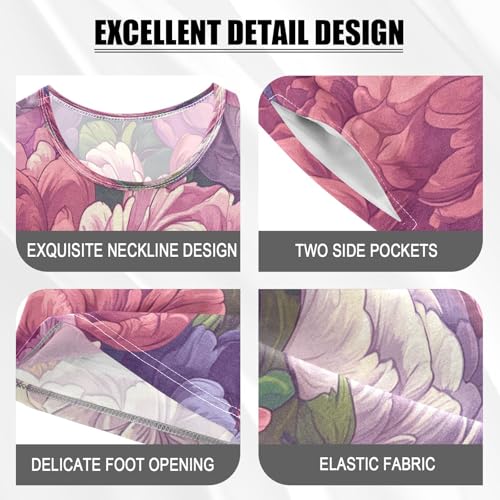 Pajama Sets Short Sleeve Colors Floral Pattern Soft Cotton Summer Sleepwear 2 Piece PJS Size 5-14T3