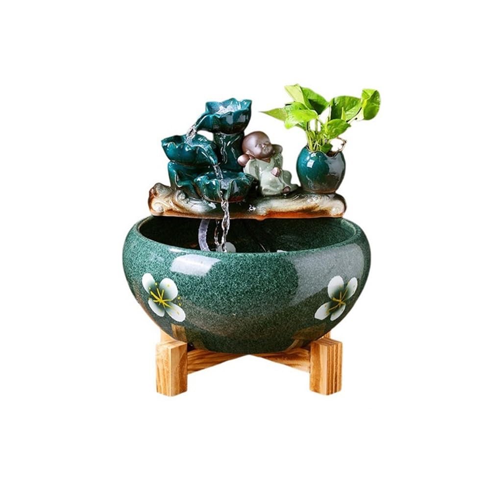 ZTHYSHOZ Tabletop Fountain Waterfall Ceramic Fish Tank Circulating Water Flow Ornament Indoor Tabletop Fountain(XL)