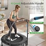 BCAN Adult Mini Trampoline, 40" Fitness Trampoline with Bungees, U Shape Adjustable Foam Handle - Black - Image 4