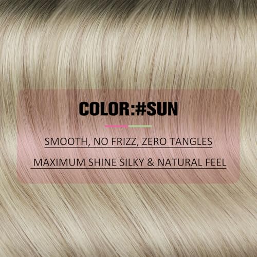 YoungSee Balayage Tape Hair Extensions Real Human Hair Ombre Ash Blonde to Platinum Blonde Tape in Hair Extensions Natural Looking 14 Inch 20pcs 50g - Image 4