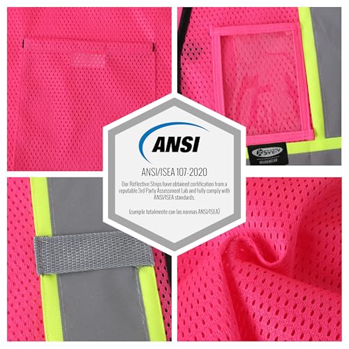 Image of JKSafety Safety Vest for men women Hi Vis Vest with Pockets and Zipper High Visibility Meet ANSI Standard(BX310