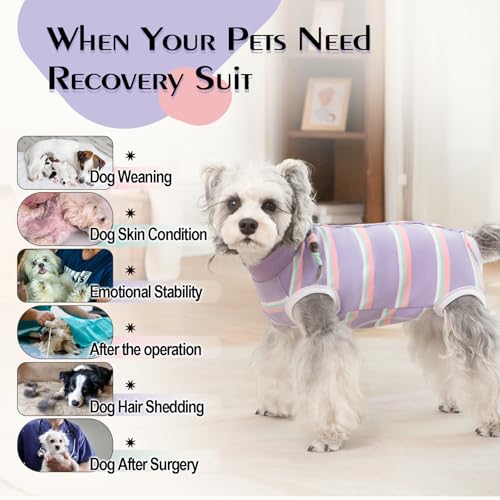 Image of Dog Surgery Recovery Suits, Sleeveless Dog Recovery Suit Male, E-Collar & Cone Alternative Bodysuits After Surgery, Striped Dog Onesie Pajamas, Pet Surgical Vest for Wound Care