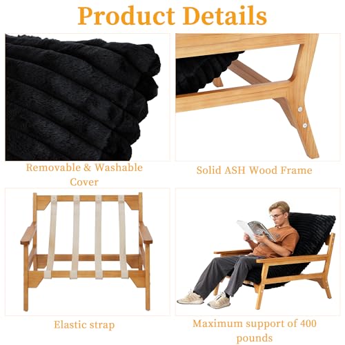 Sillón Plegable Peluche Negro miniatura 5