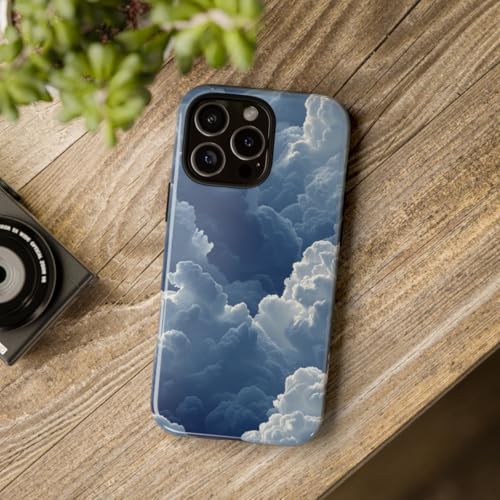 Coque iPhone 16 Pro Max protection résistante motif nuage bleu 3D antichoc