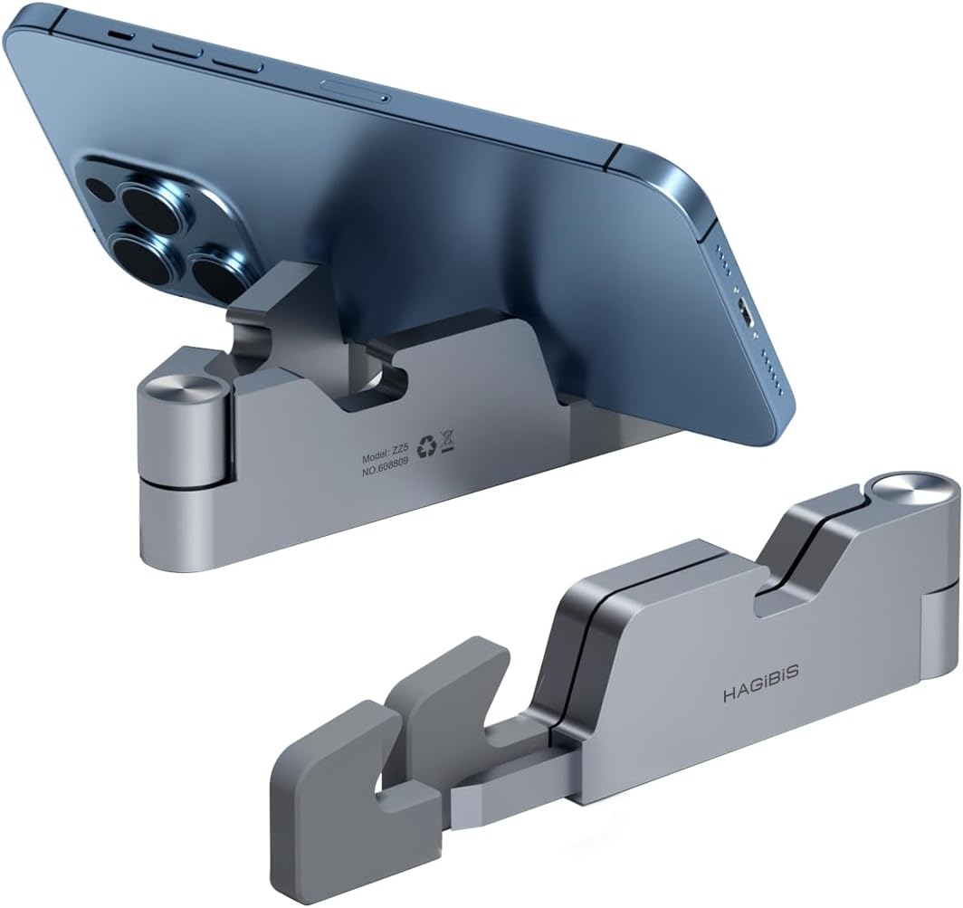 Cell Phone Stand for Desk, 4 in 1 Foldable Aluminum Portable Travel Phone Holder with Bottle Opener, Box Opener, Ruler for iPhone 16 15 14 13 12 11 Pro Max Samsung Galaxy