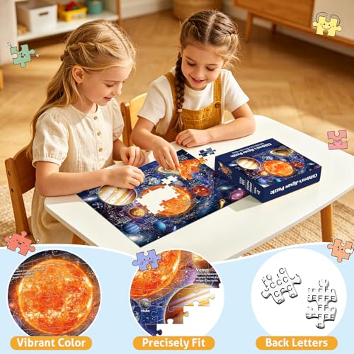 4 Packs 100 Piezas Rompecabezas para Niños Edades 4-6 6-8 8-10, Dinosaurios, Mundo Marino, Vida Salvaje y Sistema Solar, Rompecabezas de 100 Piezas, Regalos para Niños 15x10 pulg miniatura 4