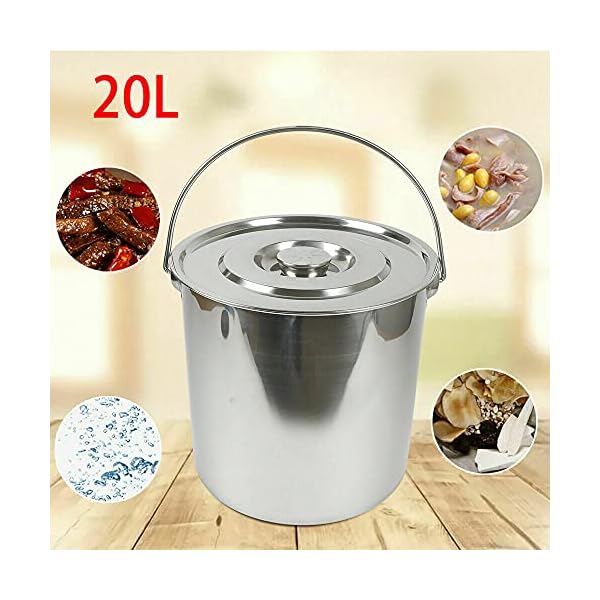 20L Edelstahl Milcheimer Eimer Nahrung Aufbewahrungseimer Futtereimer fÃ¼r KÃ¼che, Industrie, Medizin, Gastro und Privat Premium Eiseimer mit Deckel und Portable Griff SektkÃ¼hler EIS-Eimer KÃ¼cheneimer – Bild 3